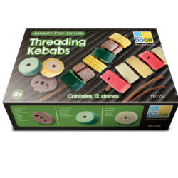 Sensory play stones - Threading Kebabs
